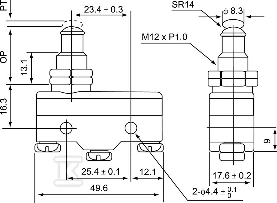 Łącznik miniaturowy popychacz prosty - MS\1307